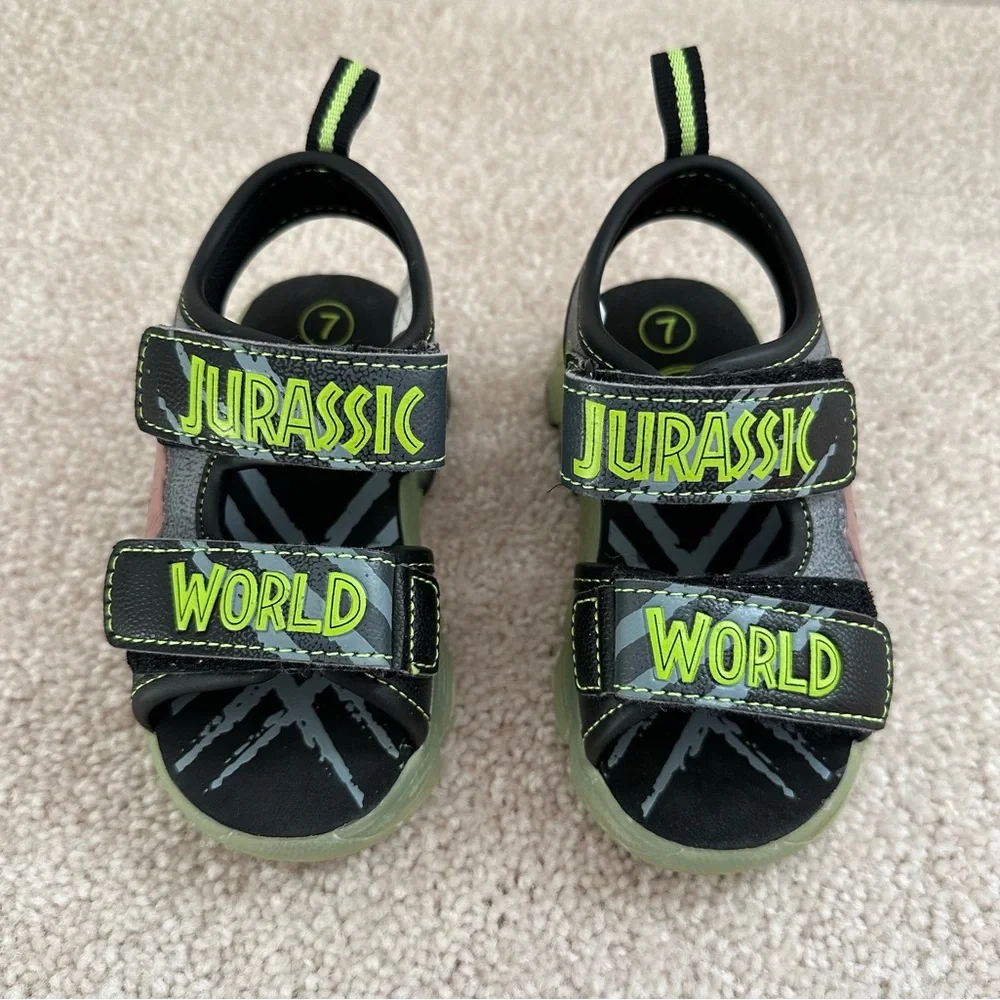 Jurassic World Toddler Boys Light-Up Dinosaur Sandals Size 7 Black Green